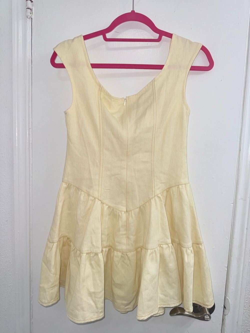 Peppermayo Cream Tiered Mini Dress with Button Front - Picture 11 of 12